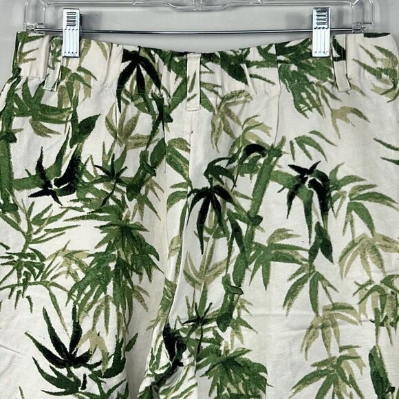 J Jill Linen Blend Cropped Wide Leg Pants S Bamboo Leaves Cream Green - Picture 10 of 15